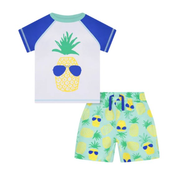 Andy & Evan Other - Andy & Evan Green Pineapple Rash Guard Swim Trunk Set Baby Boy 12 Months NWT